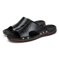 Sandales Homme Été – Slides EVA Ultra-Légères, Tige PU, Style Classique | Noir ou Marron Jaune