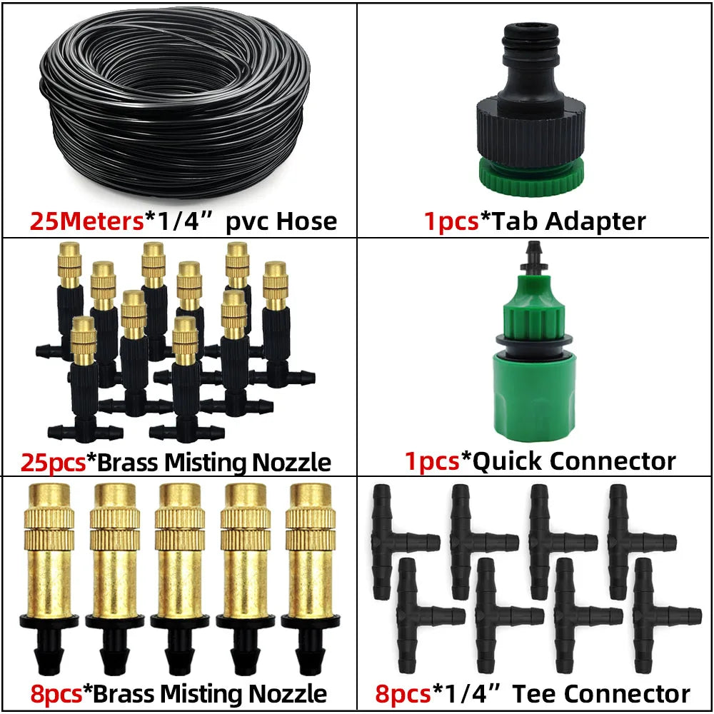Système de Brumisation Extérieur – Tuyau 4/7mm, Buses Laiton, 15 à 30m
