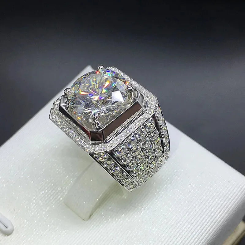 Bague Homme Pierre Ronde VVS1 Sertie Griffes – CLEVI Paris