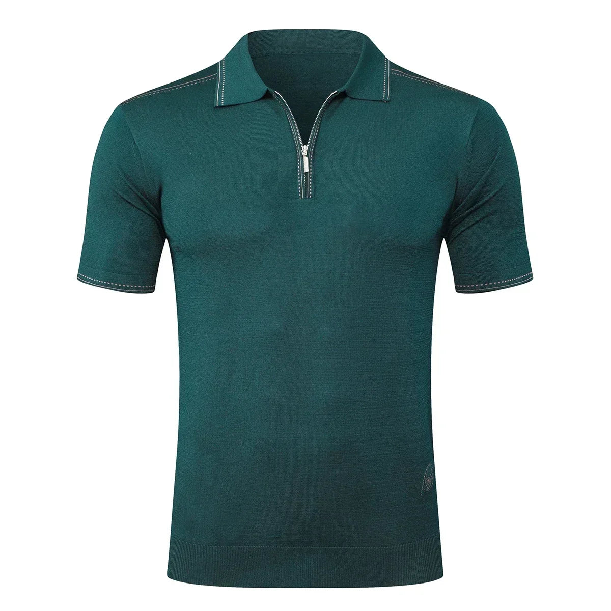 Polo Homme Soie & Bambou Brodé Manches Courtes Zip Casual Été Grandes Tailles M-5XL – CLEVI Paris