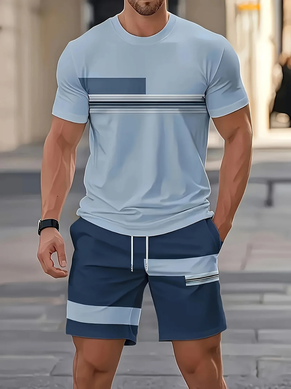 Ensemble homme imprimé col rond et bas à cordon – CLEVI Paris