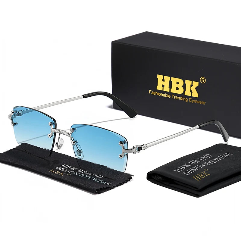 Lunettes de Soleil Carrées Sans Monture Femme HBK – Verres Dégradés UV400 – CLEVI Paris