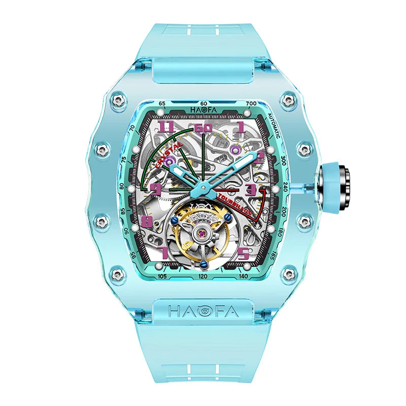 Montre Homme Tourbillon Volant HAOFA 2210 – Boîtier Cristal Transparent Double Ressort Réserve 72h Édition Limitée – CLEVI Paris