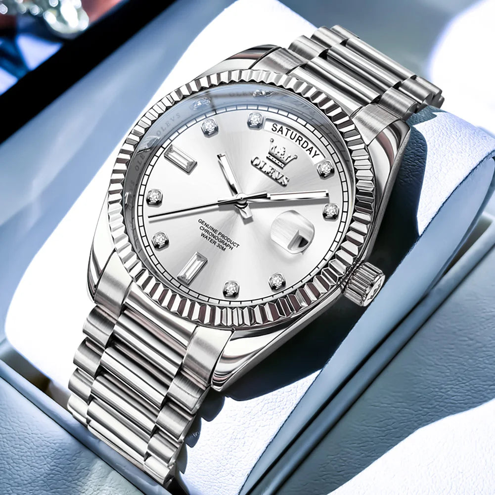 Montre OLEVS 6736 Automatique Homme Acier Calendrier Waterproof – CLEVI Paris