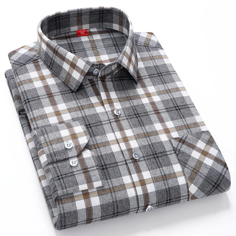 Chemise Homme Manches Longues Coton Carreaux Style Britannique – CLEVI Paris