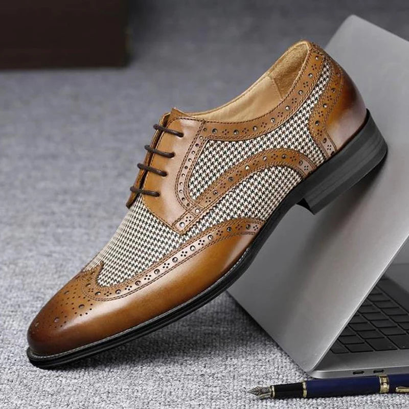 Derby Shoes Cuir Véritable Homme – Bout Pointu, Semelle Caoutchouc, Tailles 38-49 – CLEVI Paris