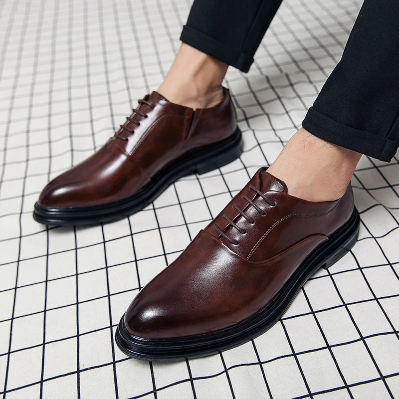 Derby Homme Cuir Véritable Slip-On | Bureau Mariage Vintage 2 Coloris