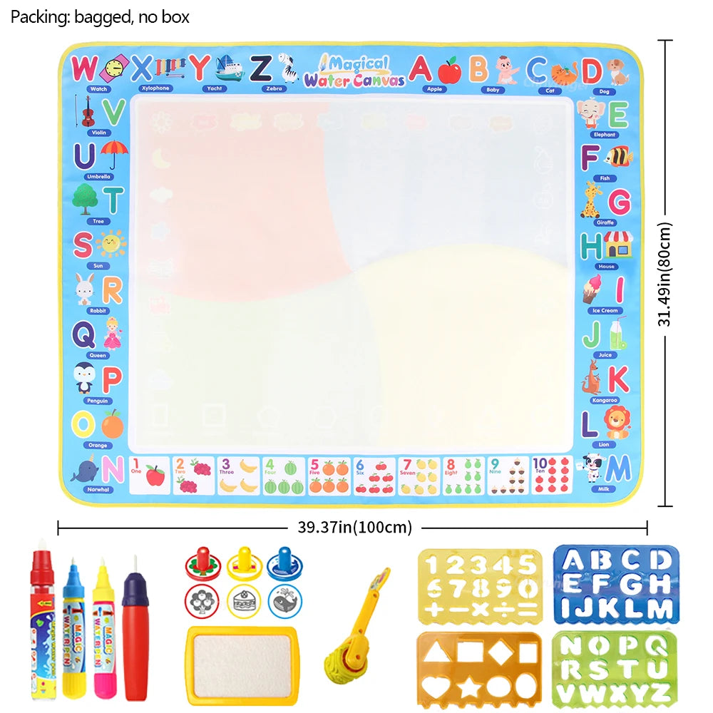 Tapis de Dessin Magique à l’Eau 100x80cm – Réutilisable, Montessori, Dès 3 ans – CLEVI Paris