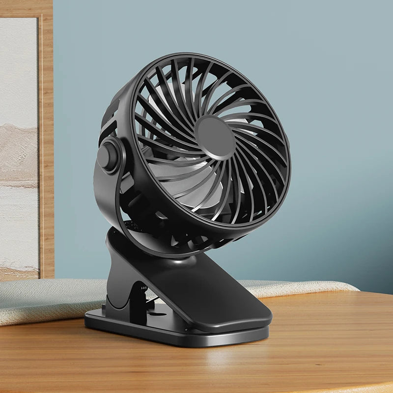 Mini Ventilateur à Pince Rechargeable USB 720° Veilleuse Intégrée — CLEVI Paris
