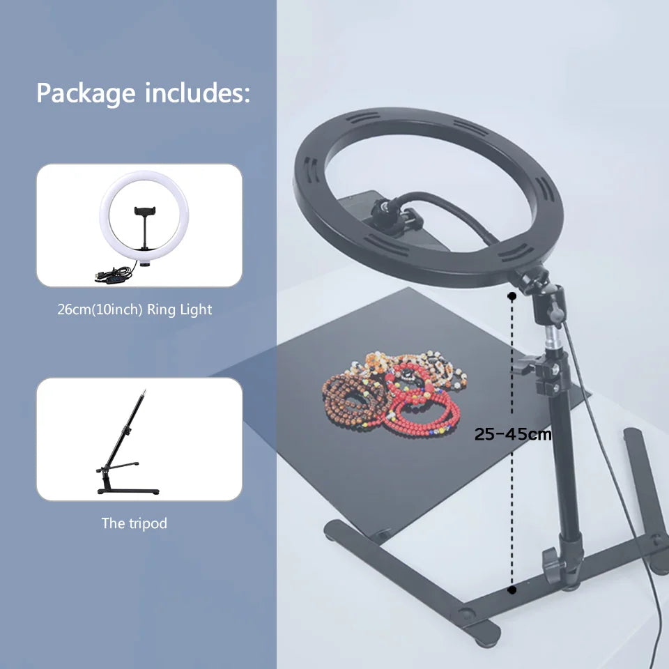 Anneau LED BTFOOR 26 cm avec support téléphone – CLEVI Paris