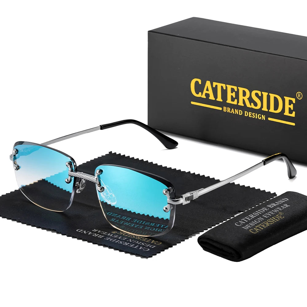 Lunettes de Soleil Rectangulaires Sans Monture Punk CATERSIDE – Verres Dégradés UV400 – CLEVI Paris