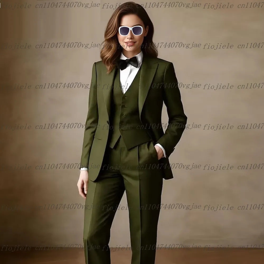 Costume 3 Pièces Femme – Blazer + Gilet + Pantalon | 25 Coloris | Business, Mariage & Cérémonie | S-4XL