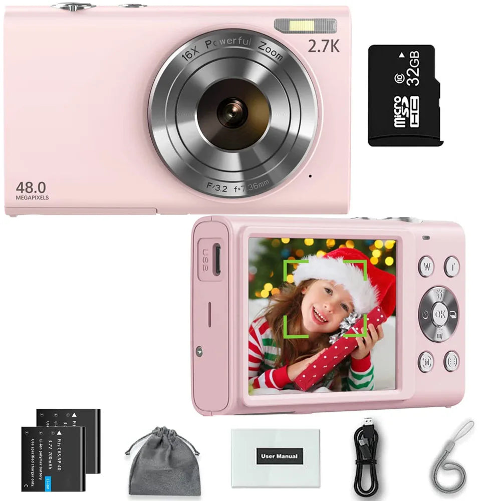 Appareil Photo Numérique 4K Autofocus 48MP – Écran 2,8", Zoom 16x, Carte 32Go en Option – Idéal Débutants & Enfants