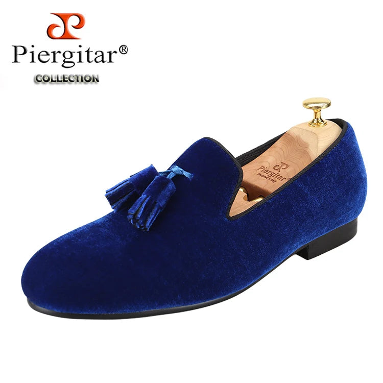 Loafers Homme Velours Slip-On Glands Faits Main Bout Rond Multicolore Soirée Banquet EU 37-50 Piergitar – CLEVI Paris