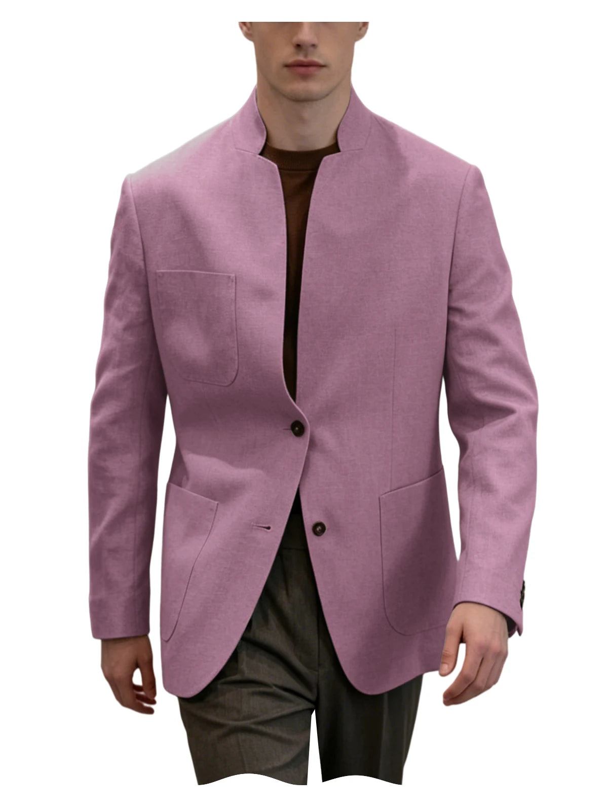 Blazer homme en lin – Col montant – CLEVI Paris