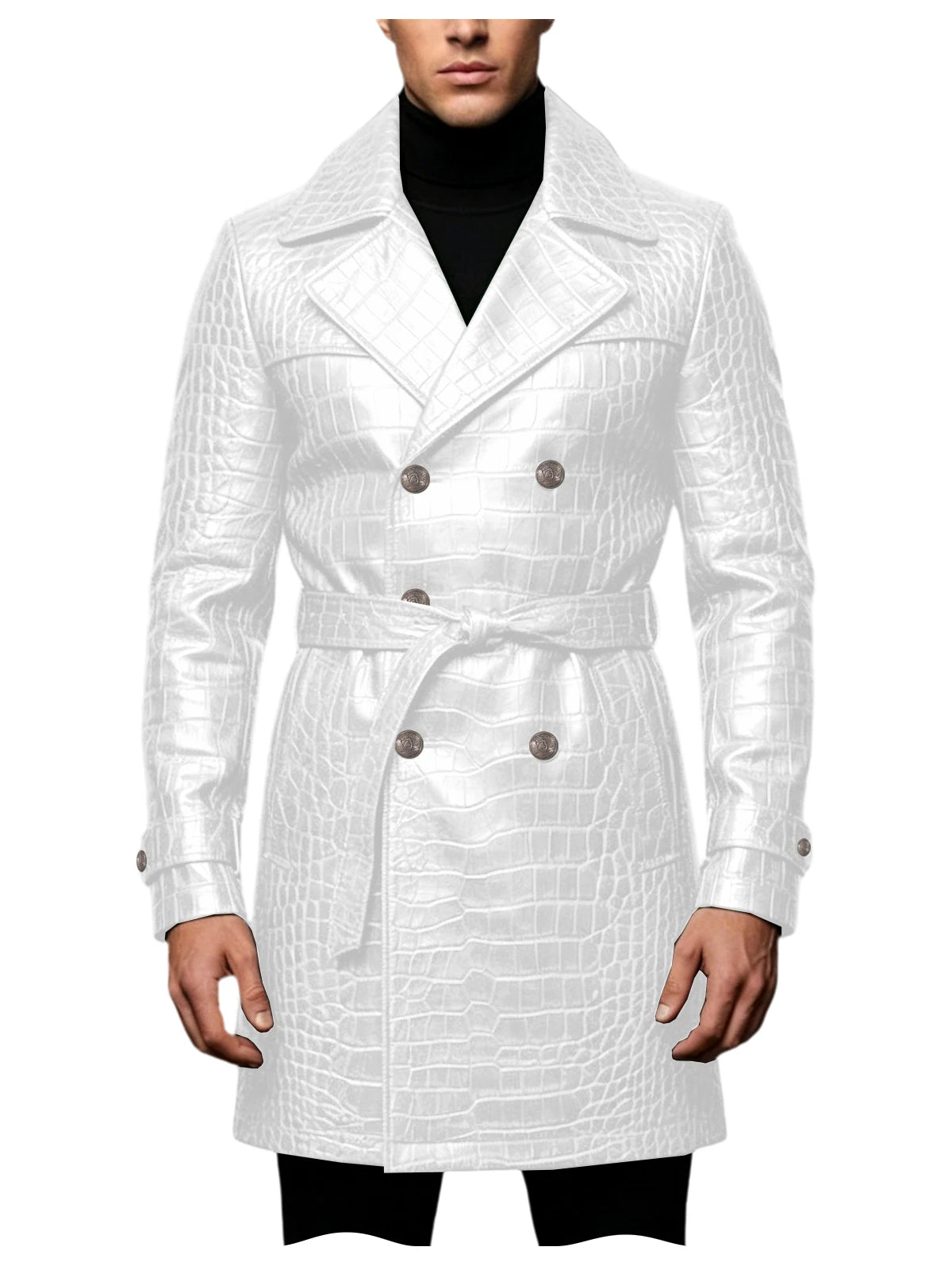 Manteau homme effet croco double boutonnage – CLEVI Paris