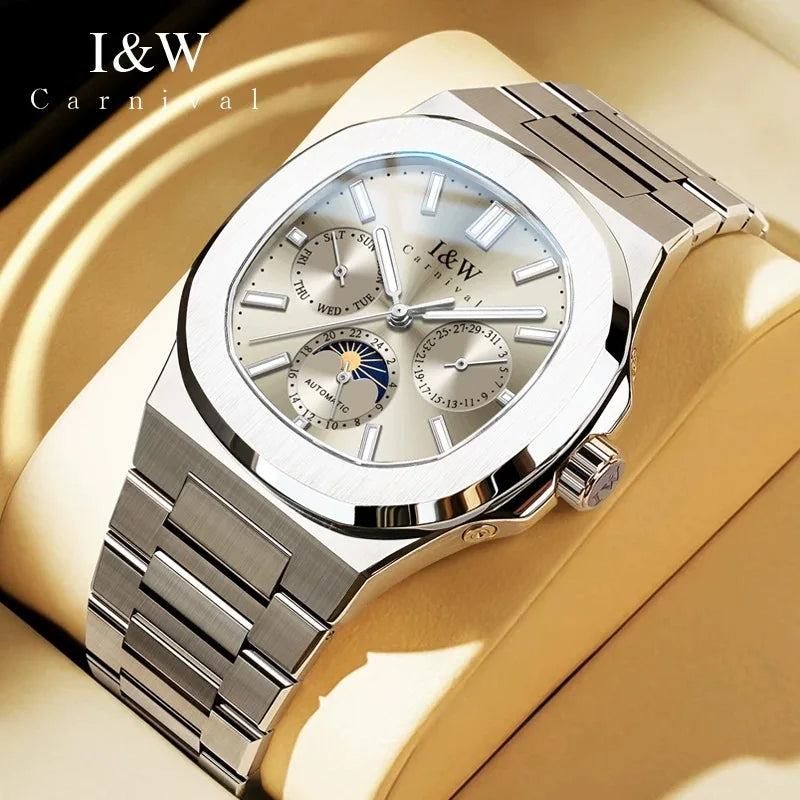 Montre Automatique Homme Carnival 43MM Acier Verre Saphir Étanche 50M – CLEVI Paris