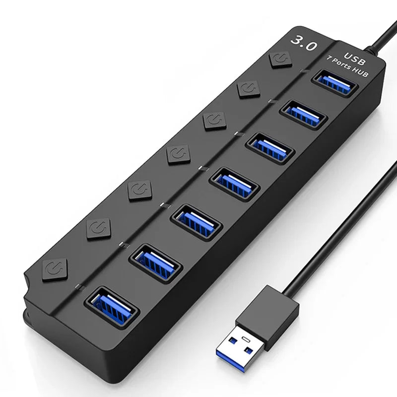 Hub USB 3.0 PHONEPACE — 4 ou 7 Ports, Indicateur LED, Interrupteurs Indépendants, Universel | CLEVI Paris