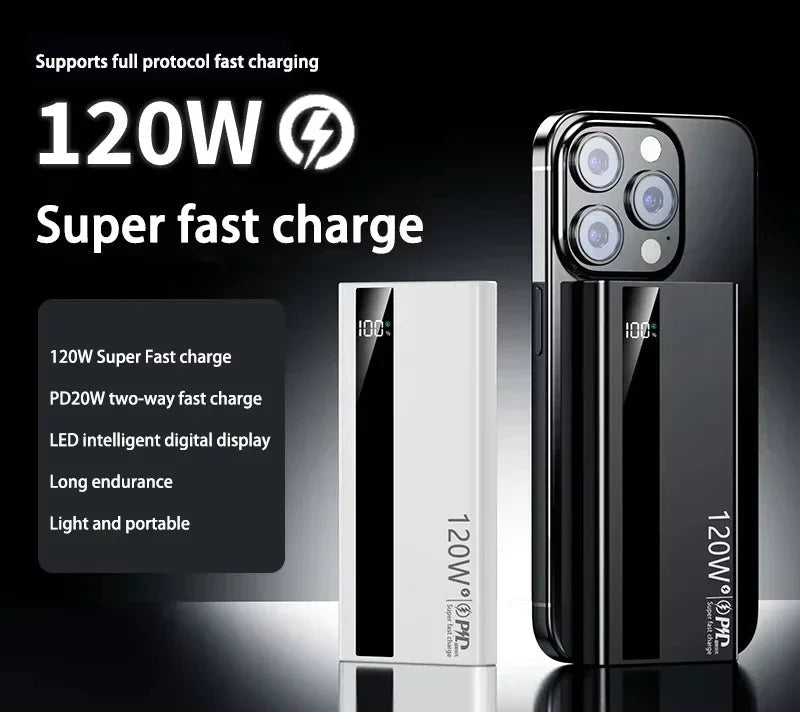 Batterie Externe 120W Charge Rapide 50000-200000mAh – CLEVI Paris