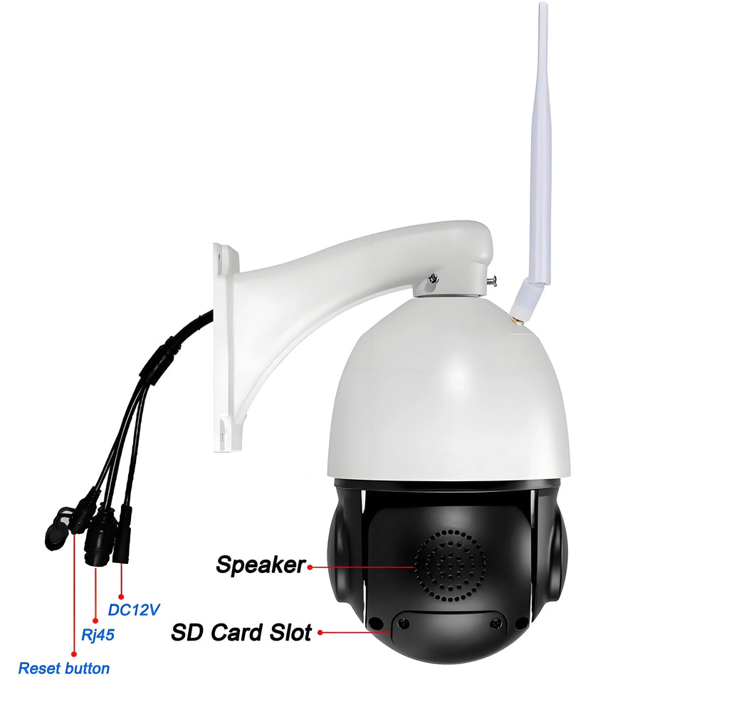 Caméra PTZ Speed Dome 4K 8MP Zoom Optique 54x – Laser IR 200m Vision Nocturne Couleur WiFi – CLEVI Paris