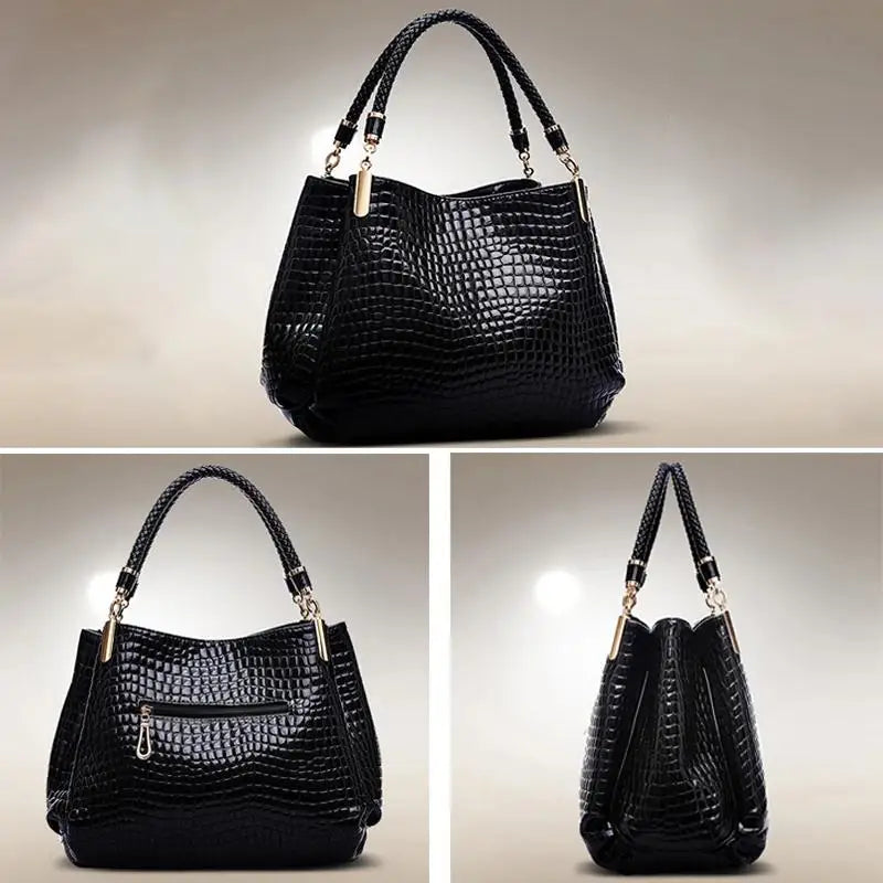 Sac Cabas Femme Cuir PU Imprimé Crocodile — Grande Capacité, Forme Seau, 36x11x29cm | CLEVI Paris