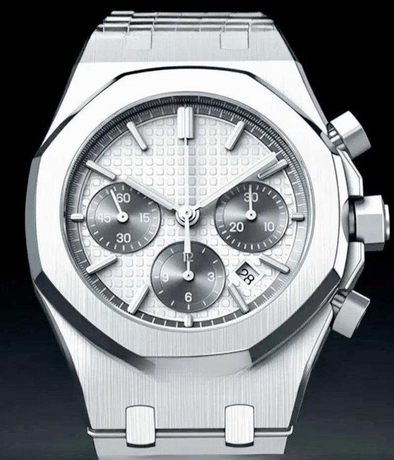 Montre Quartz Homme Chronographe Style Royal Oak Octogonal Acier Saphir VK63 – CLEVI Paris