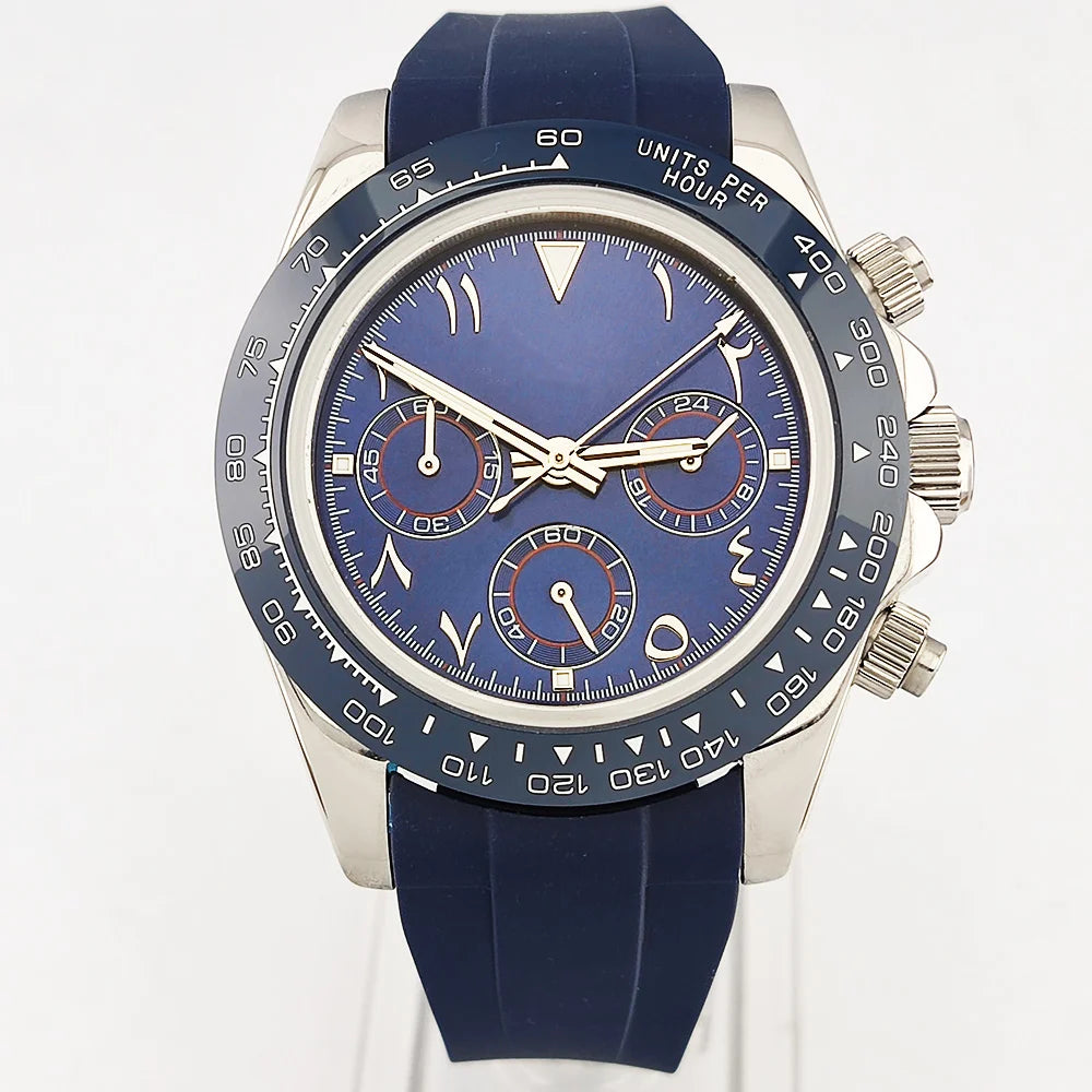 OUMASHI Montre Quartz VK63 Homme Chronographe Saphir Lunette Céramique Acier 100m – CLEVI Paris
