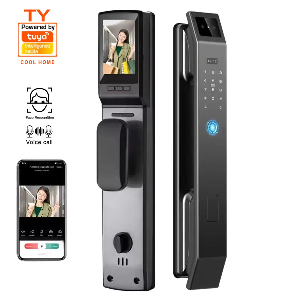 Serrure Connectée TY-14 Reconnaissance Faciale 3D Empreinte Digitale WiFi Tuya – CLEVI Paris