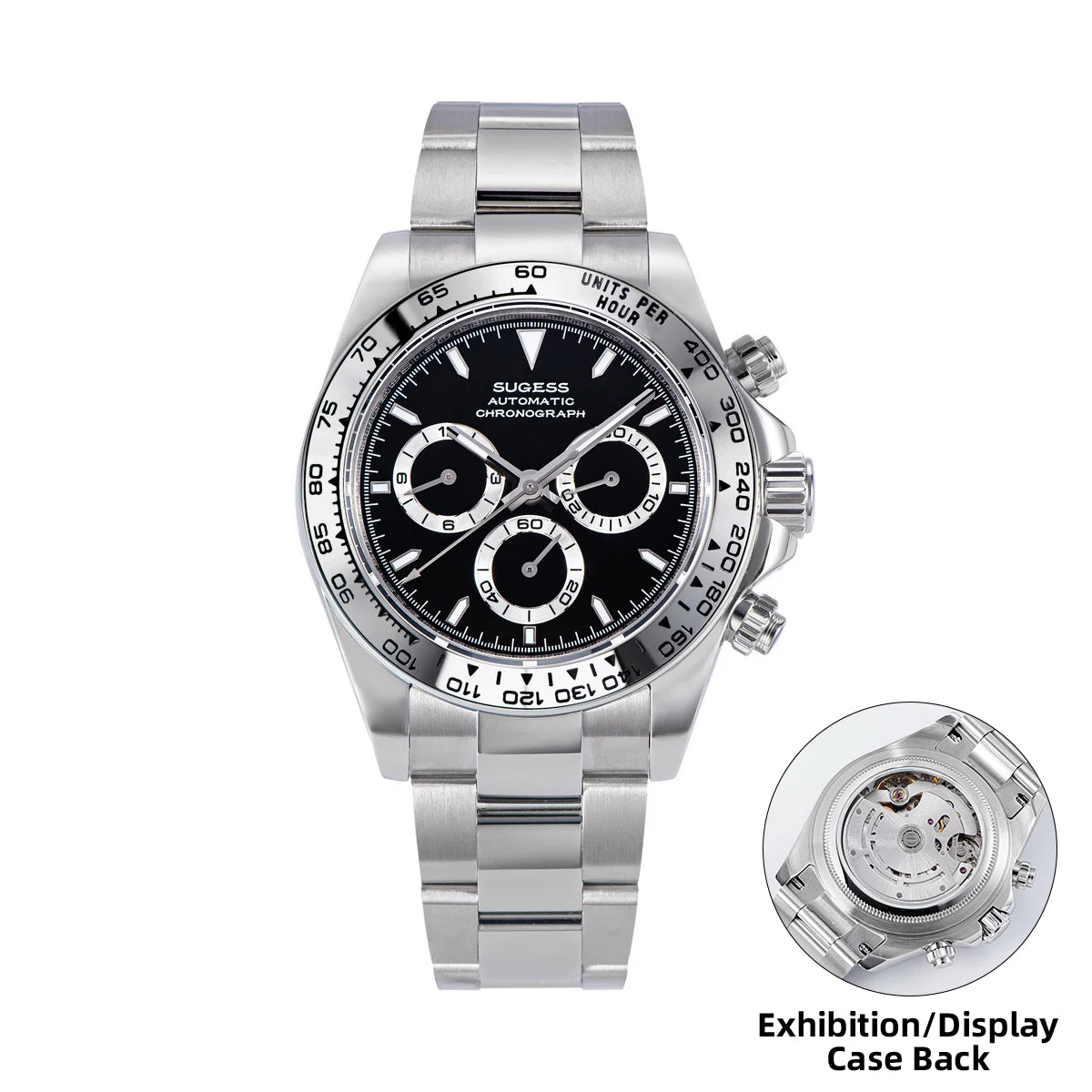 SUGESS Montre Automatique Homme Chronographe Peacock SL-4801 Saphir Acier 39mm 50m – CLEVI Paris