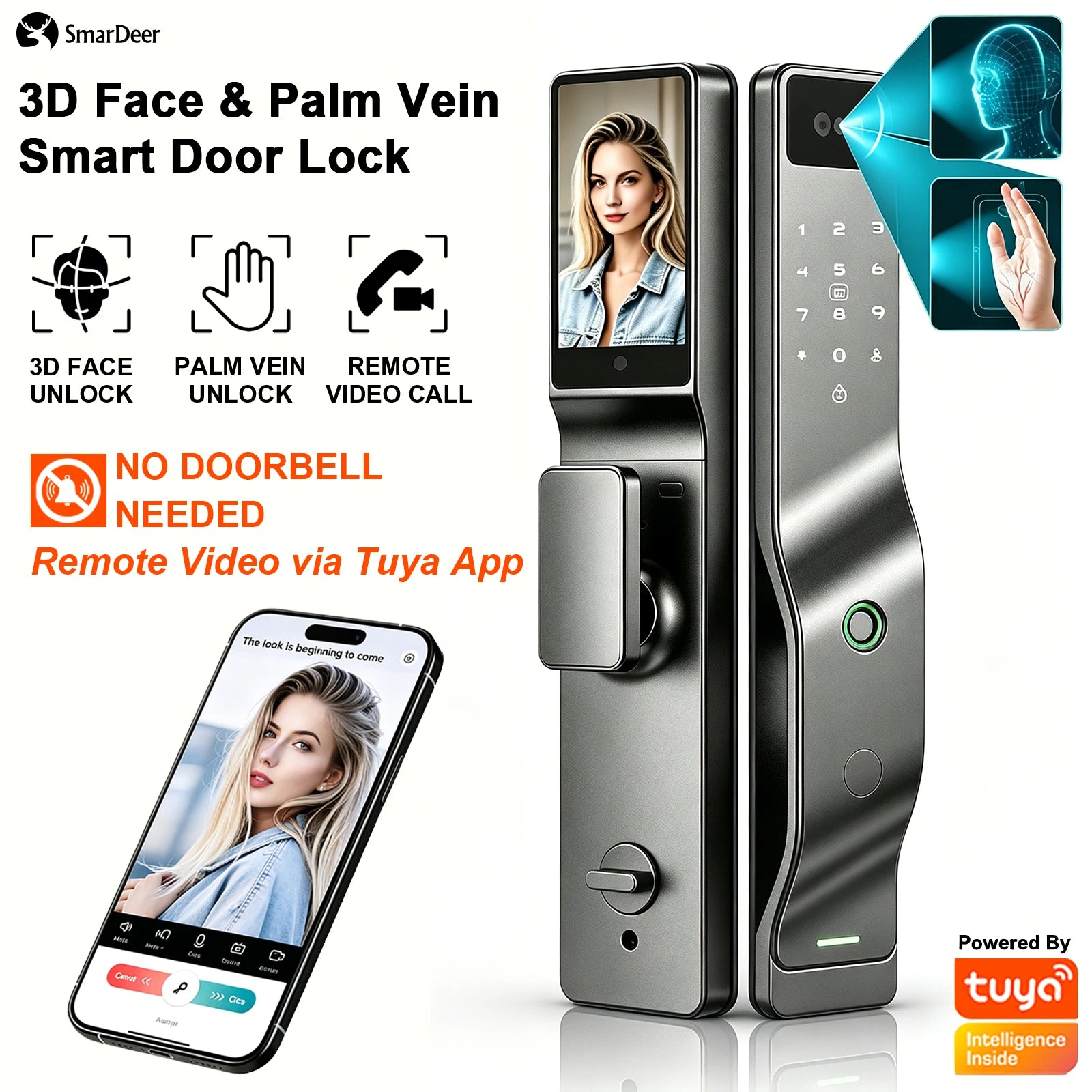 SmarDeer Serrure Connectée 3D Face & Veine Palmaire – CLEVI Paris