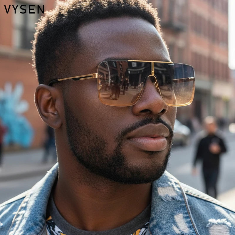 Lunettes de Soleil Oversize Carrées Homme – Grande Monture Métal UV400 – CLEVI Paris
