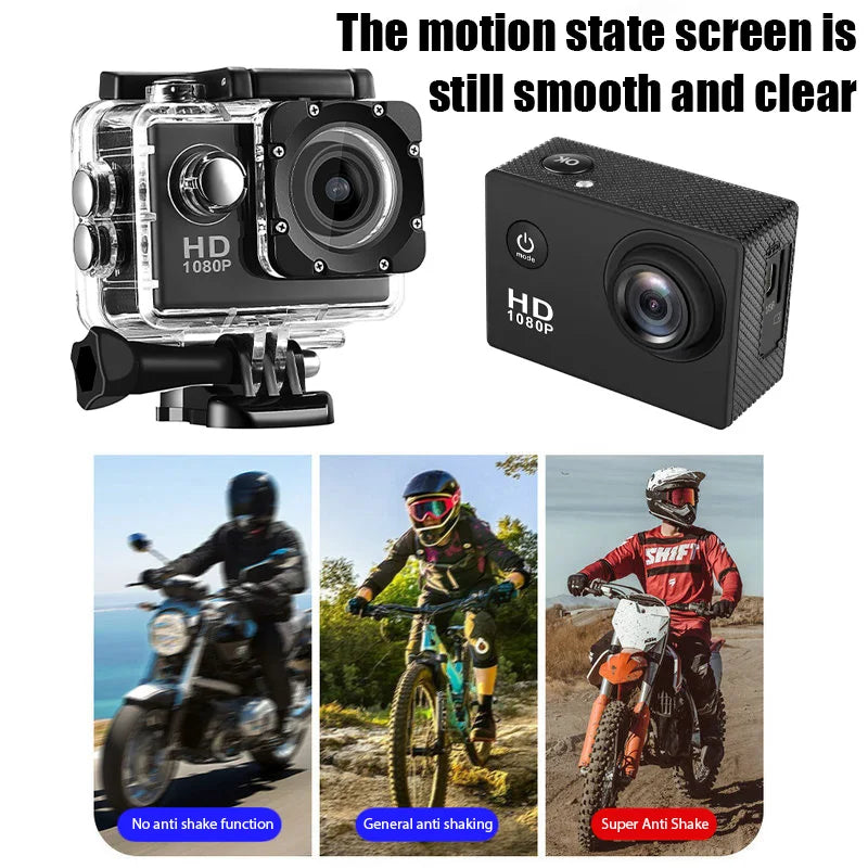 Caméra Sport Étanche HD 720P – Ski, Plongée, Vélo, Casque, Outdoor Multisport