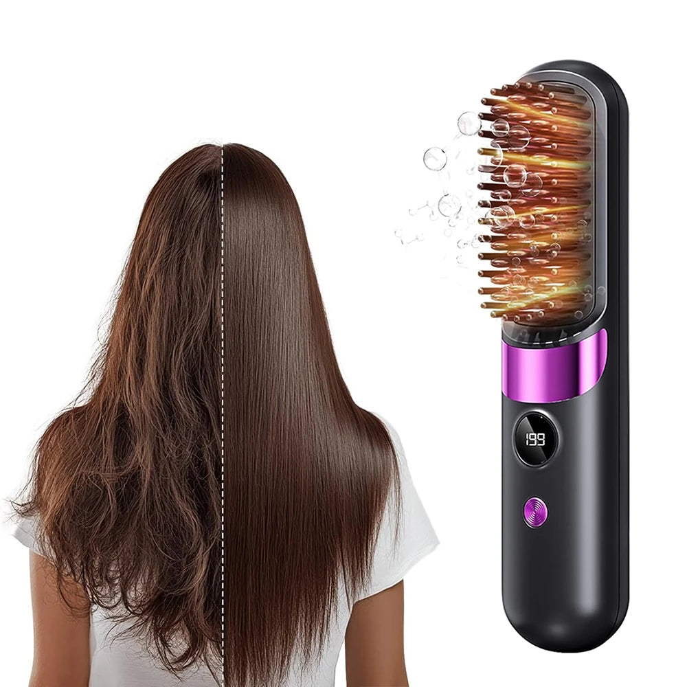 Brosse Lissante Sans Fil Rechargeable USB-C LCD 140-199°C — CLEVI Paris
