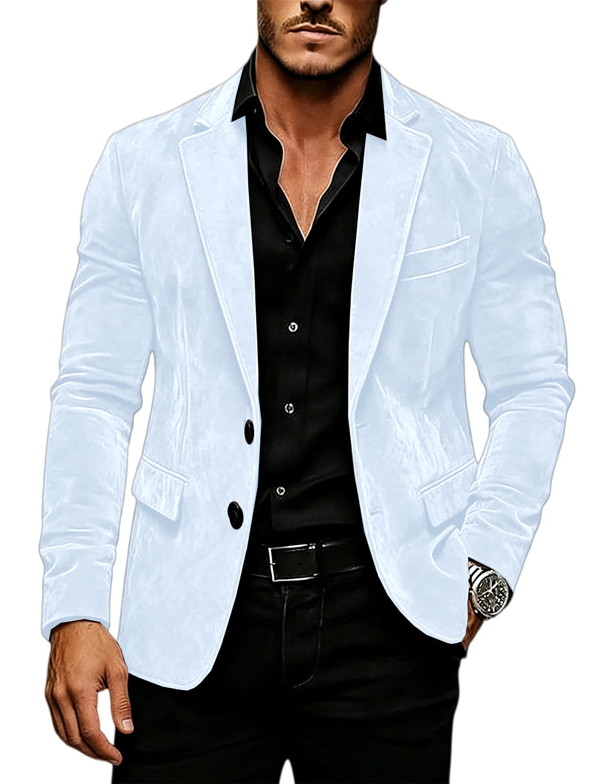 Blazer homme en velours effet suédé 2 boutons – CLEVI Paris