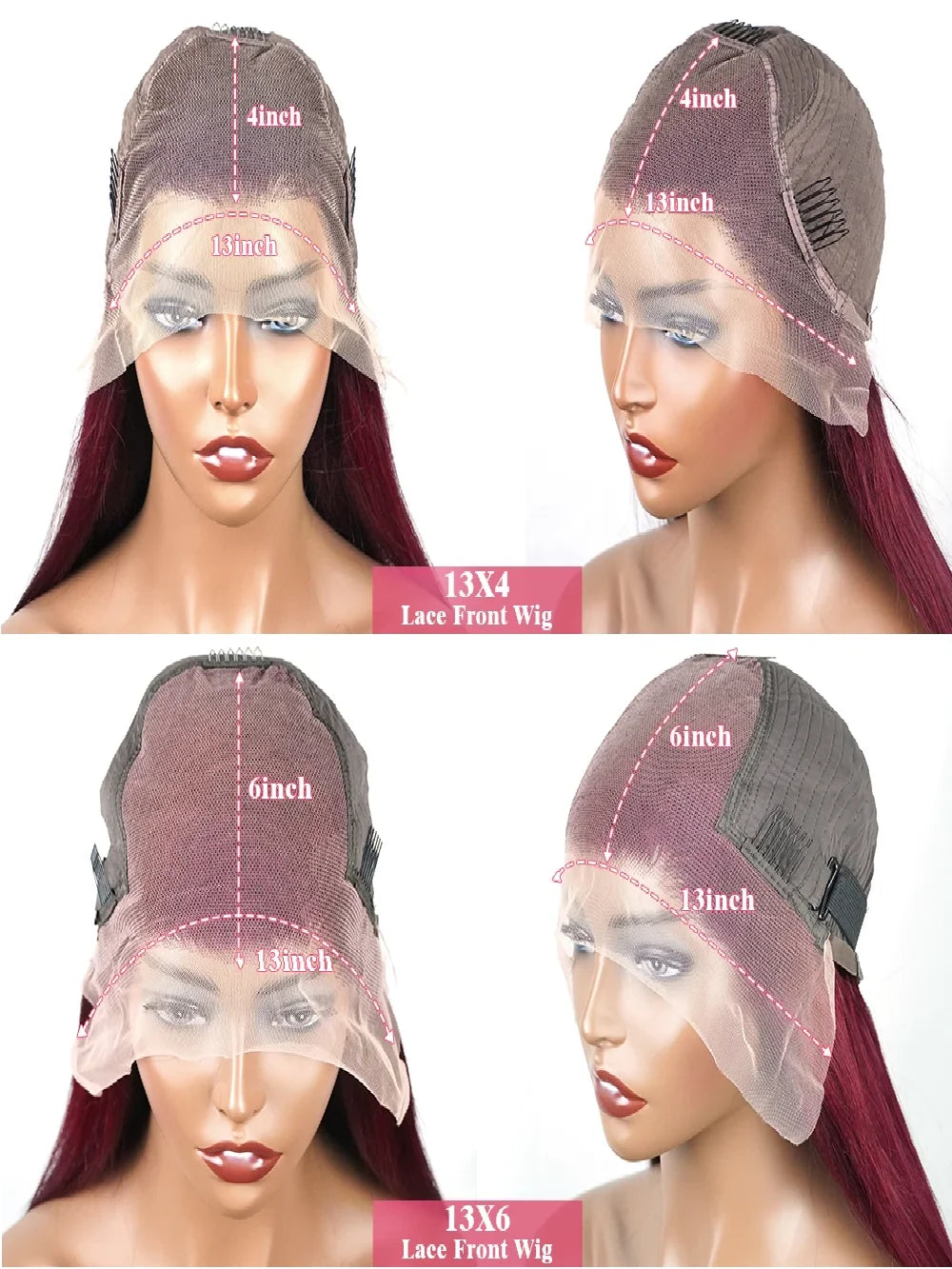 Perruque Lace Front HD 99J Bordeaux Cheveux Remy Lisse – CLEVI Paris