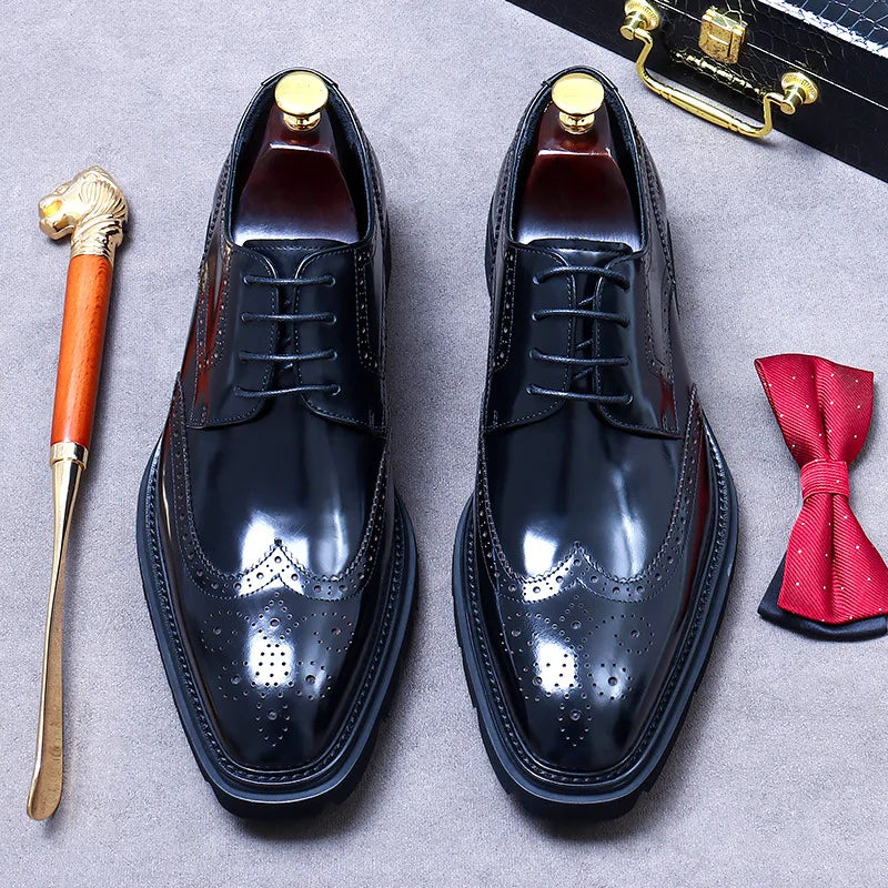Oxford Brogue Homme Cuir Véritable – Bout Pointu, Lacets, Style Vintage Business EU 38-46 – CLEVI Paris