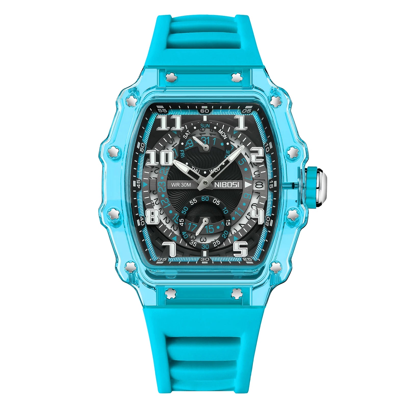 NIBOSI Montre Quartz Japonais Homme Squelette Sport Silicone Lumineux Anti-Magnétique – CLEVI Paris