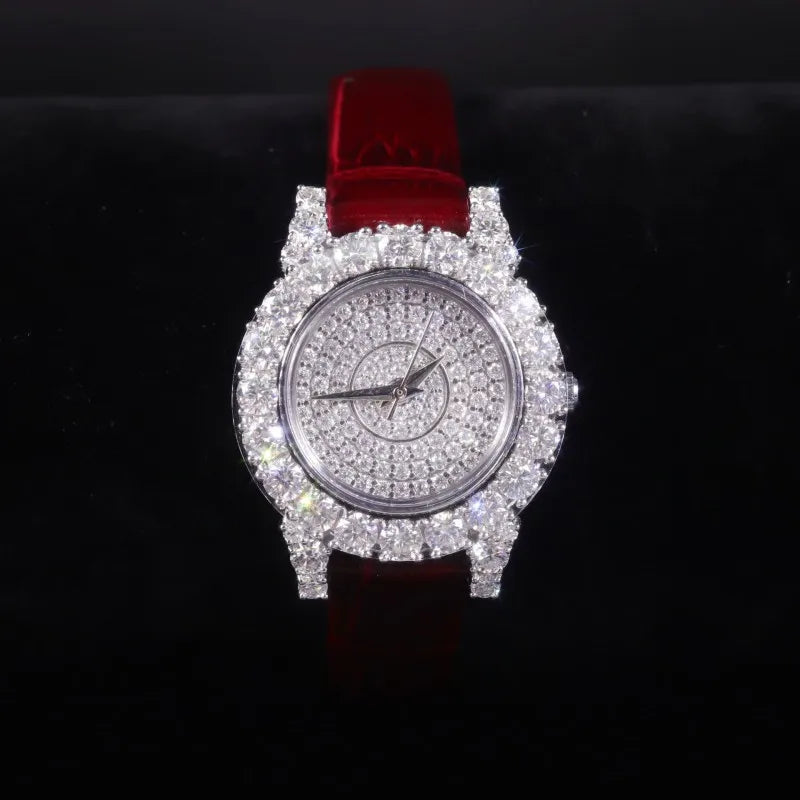 Montre Femme Automatique Argent 925 Diamants Moissanite Certifiés GRA NGIC Saphir 28mm – CLEVI Paris