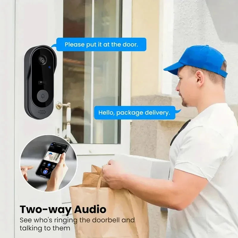 Sonnette Vidéo Connectée WiFi Tuya XBIBI – 2MP HD, Angle 170°, Audio Bidirectionnel, Vision Nocturne IR, Batterie 1000mAh