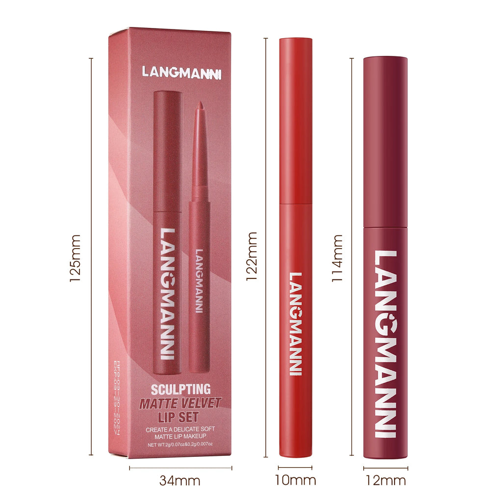 Rouge à Lèvres 2-en-1 Contour & Couleur Imperméable – Longue Tenue Sans Bavure