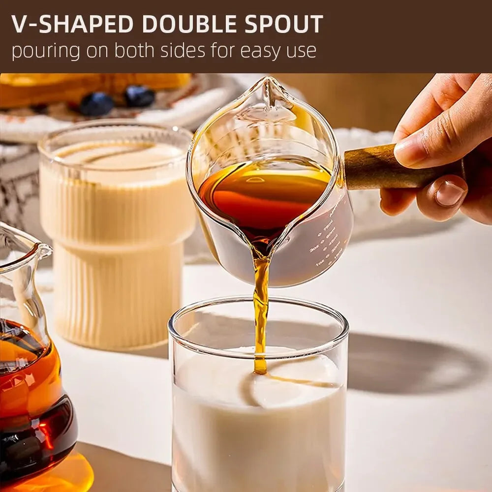 Tasse Espresso en Verre Anse en Bois — 75ml, Simple ou Double Embouchure, Café & Lait | CLEVI Paris