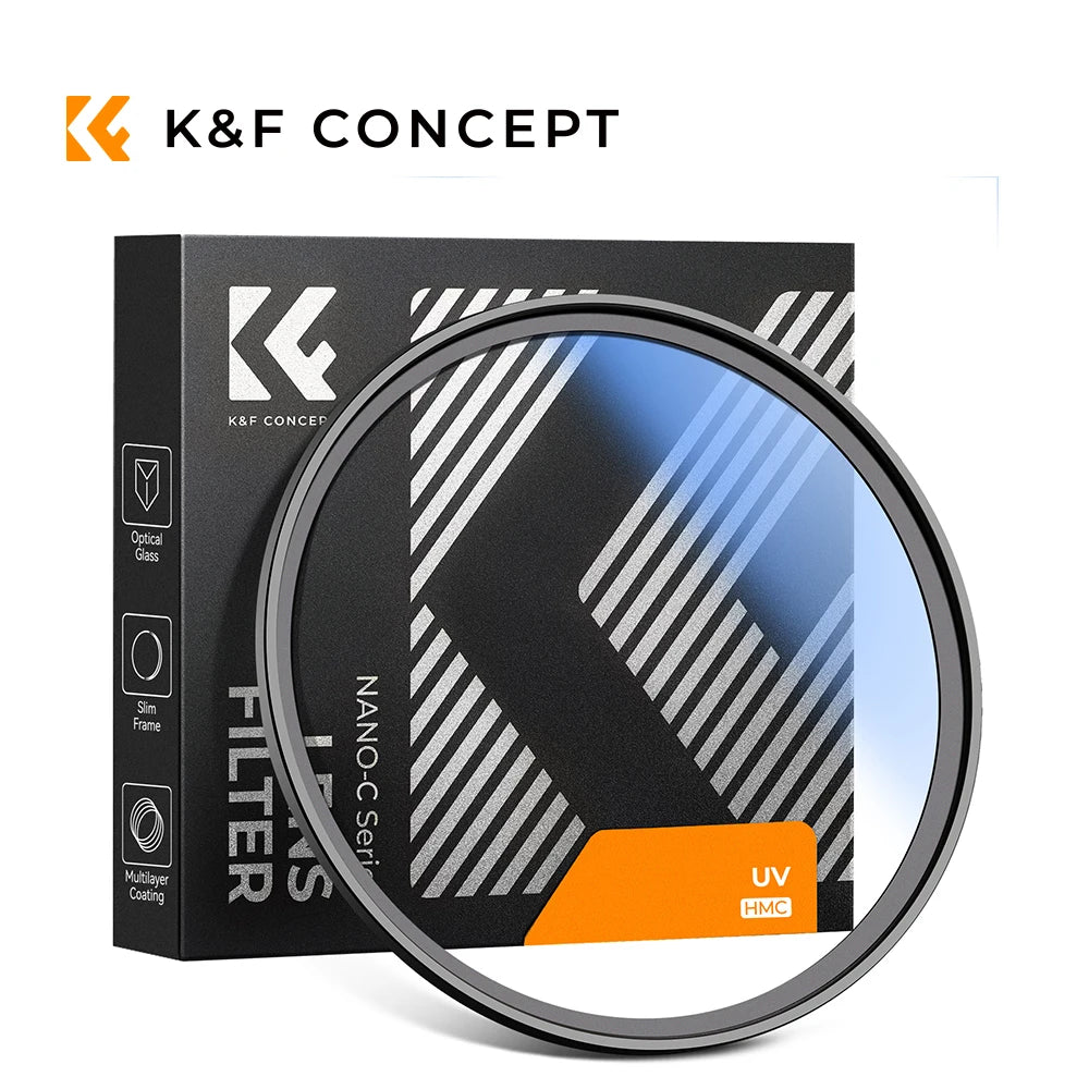 Filtre UV MC Ultra-Slim K&F Concept — Verre Optique Multi-Couches, 37mm à 82mm | CLEVI Paris