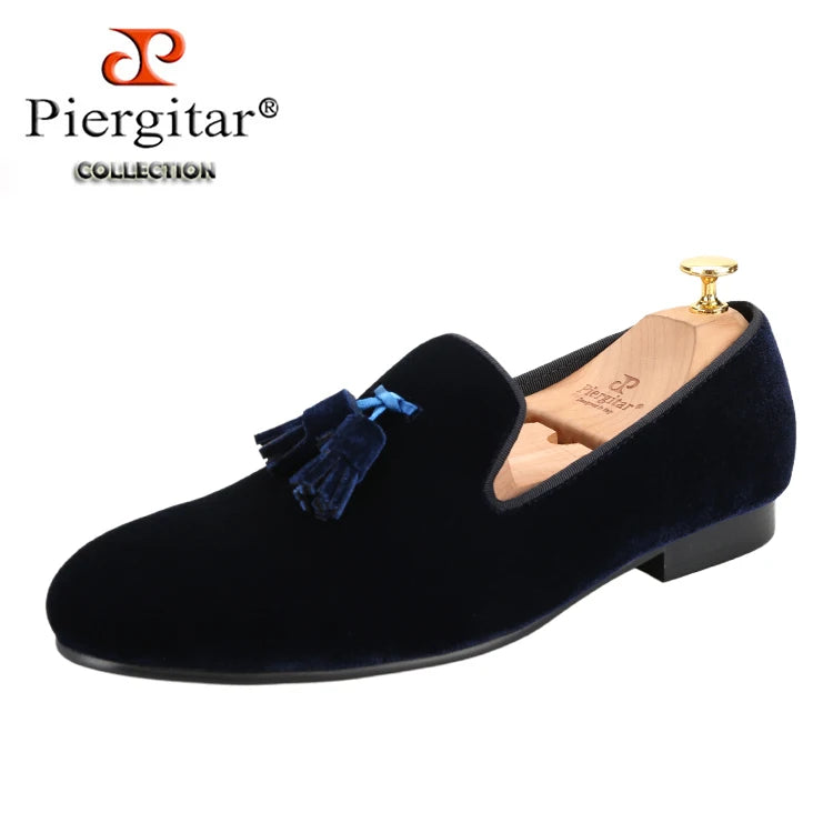 Loafers Homme Velours Slip-On Glands Faits Main Bout Rond Multicolore Soirée Banquet EU 37-50 Piergitar – CLEVI Paris