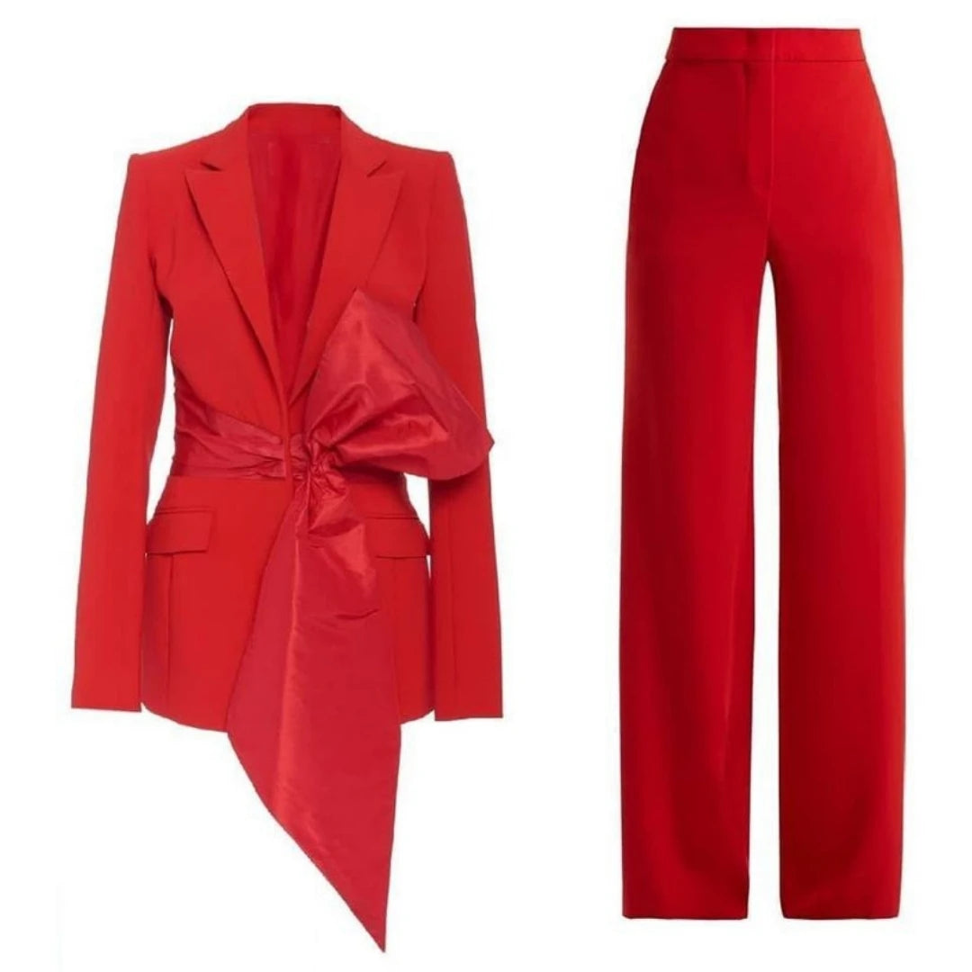 Tailleur 2 Pièces Femme Blazer Pantalon Grand Nœud 7 Coloris – CLEVI Paris