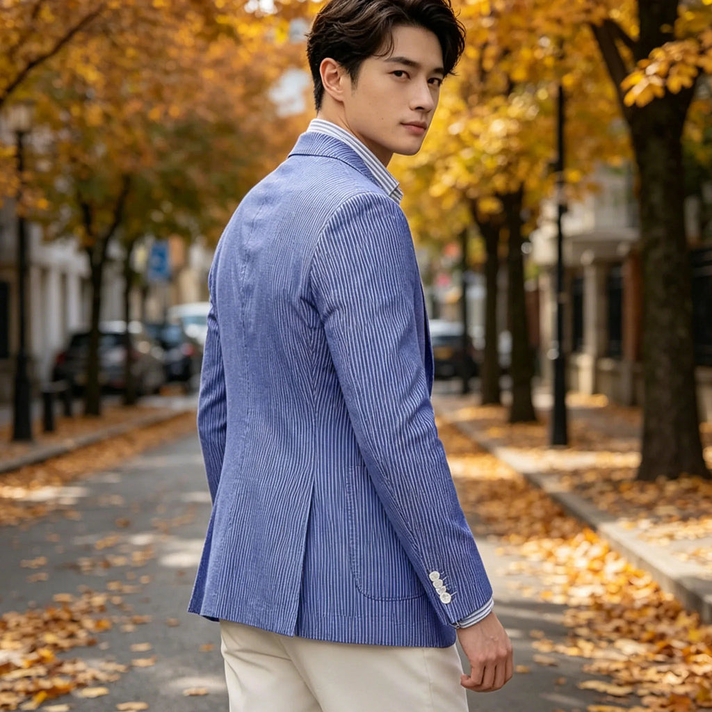 Blazer homme seersucker rayé – CLEVI Paris