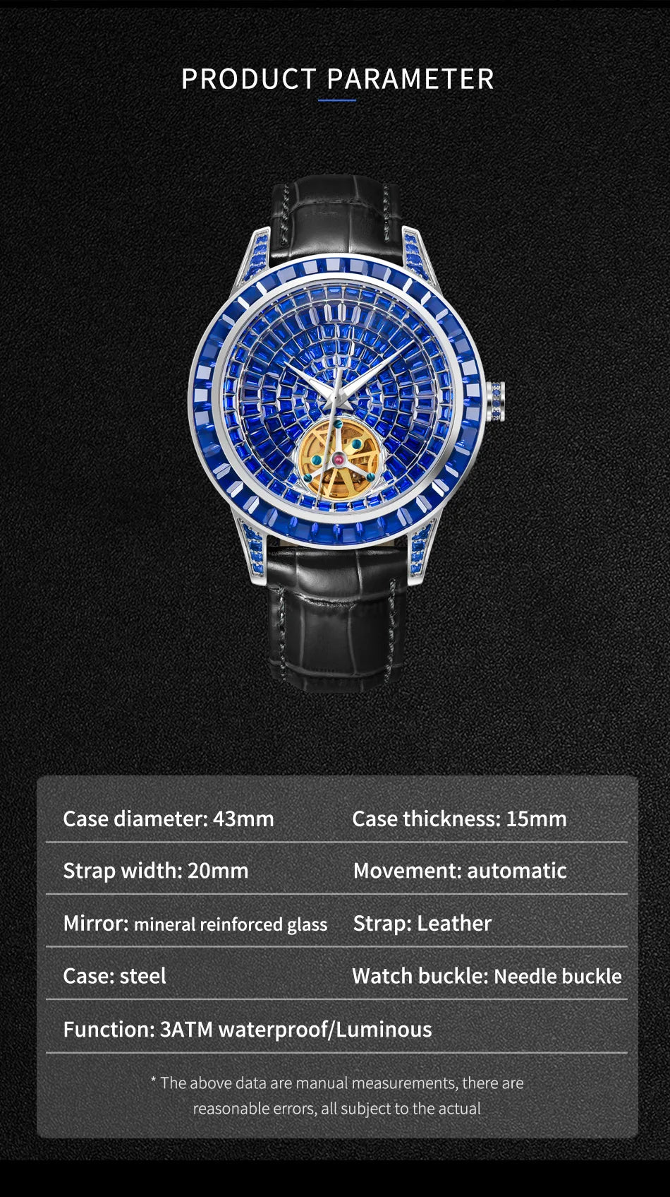 Montre Mécanique Squelette Full Diamond Homme – CLEVI Paris