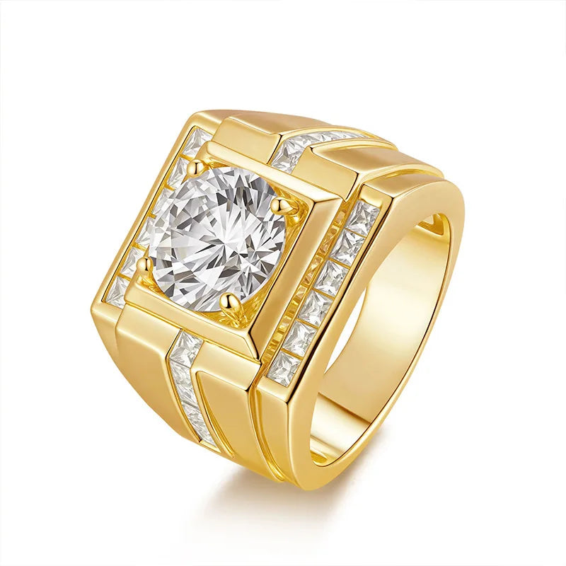 Bague Moissanite Ronde 4CT Argent 925 Plaqué Or – CLEVI Paris