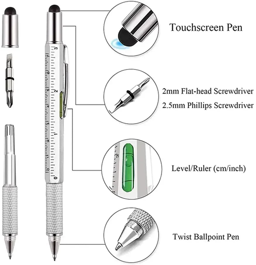 Stylo Multifonction 7-en-1 Stylet Tactile Tournevis Règle Niveau – CLEVI Paris