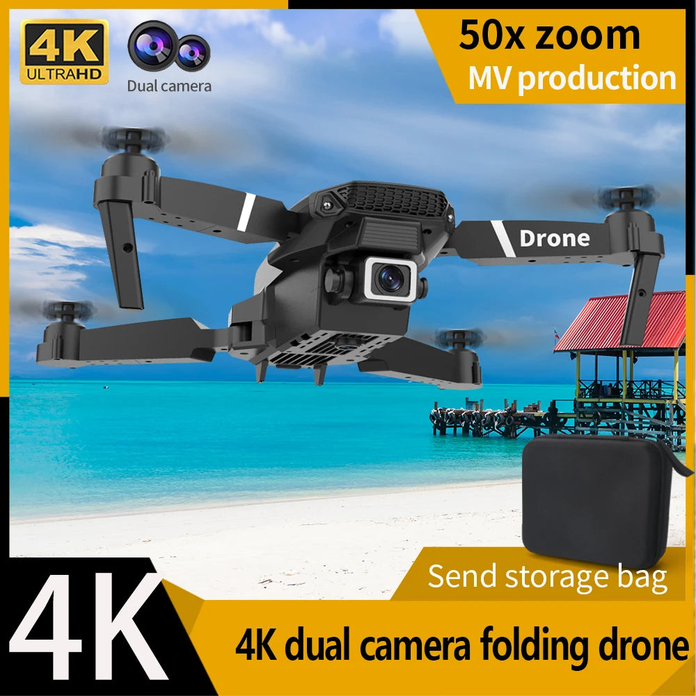 Mini Drone E88 GPS 4K – Caméra Réglable 180°, Évitement d'Obstacles, Brushless & Suivi Automatique – CLEVI Paris