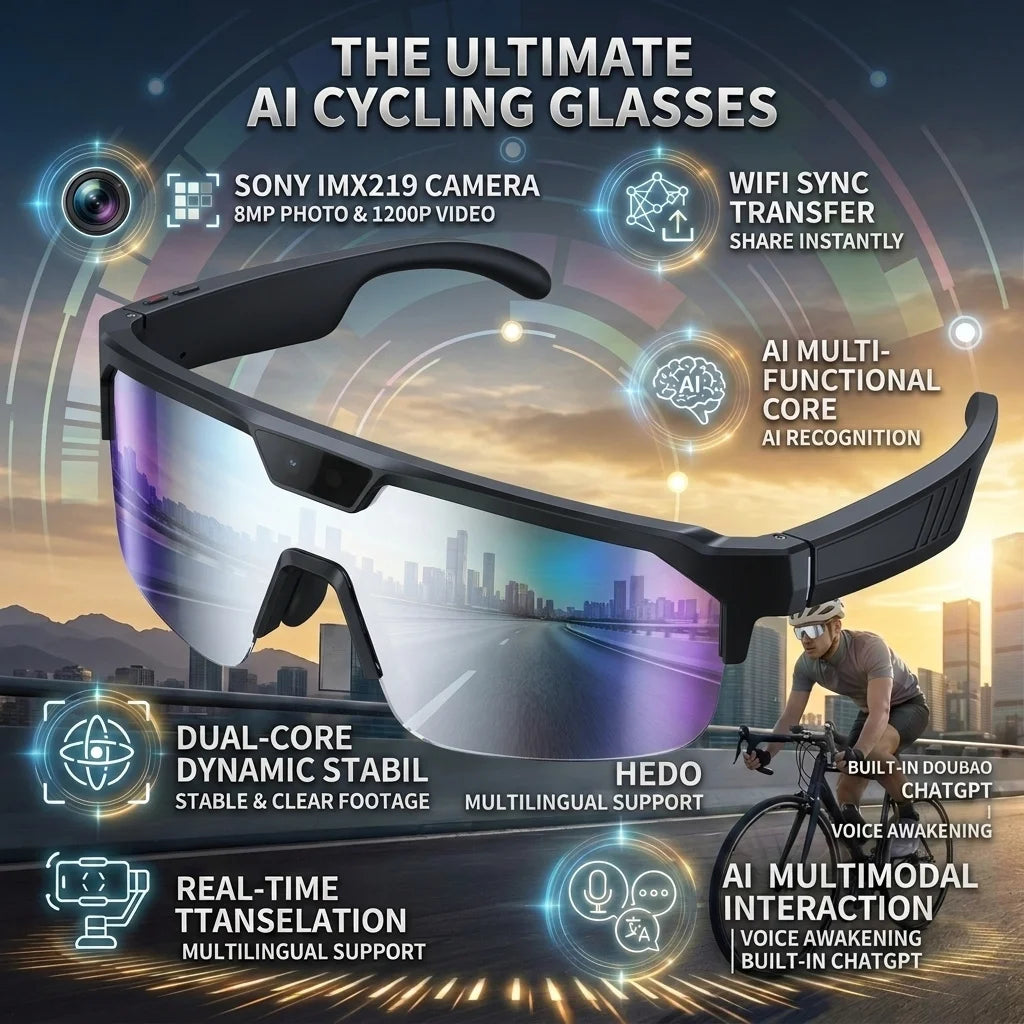 Lunettes Intelligentes AI GUHUAVMI Q01 Caméra 8MP Wi-Fi Bluetooth Assistant Vocal – CLEVI Paris